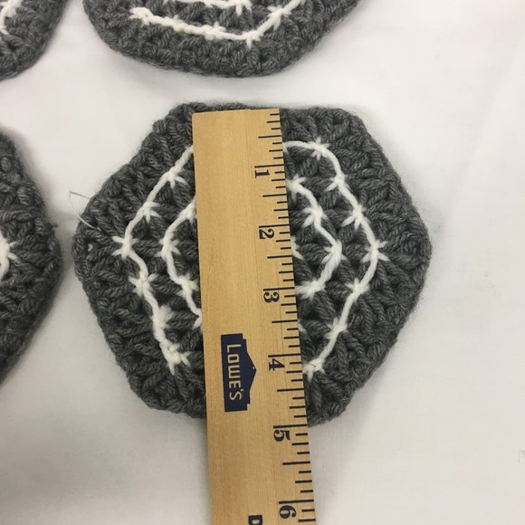 Woven Loom Coasters Grey and White Color Handmade New Set of 4 - Picture 3 of 6